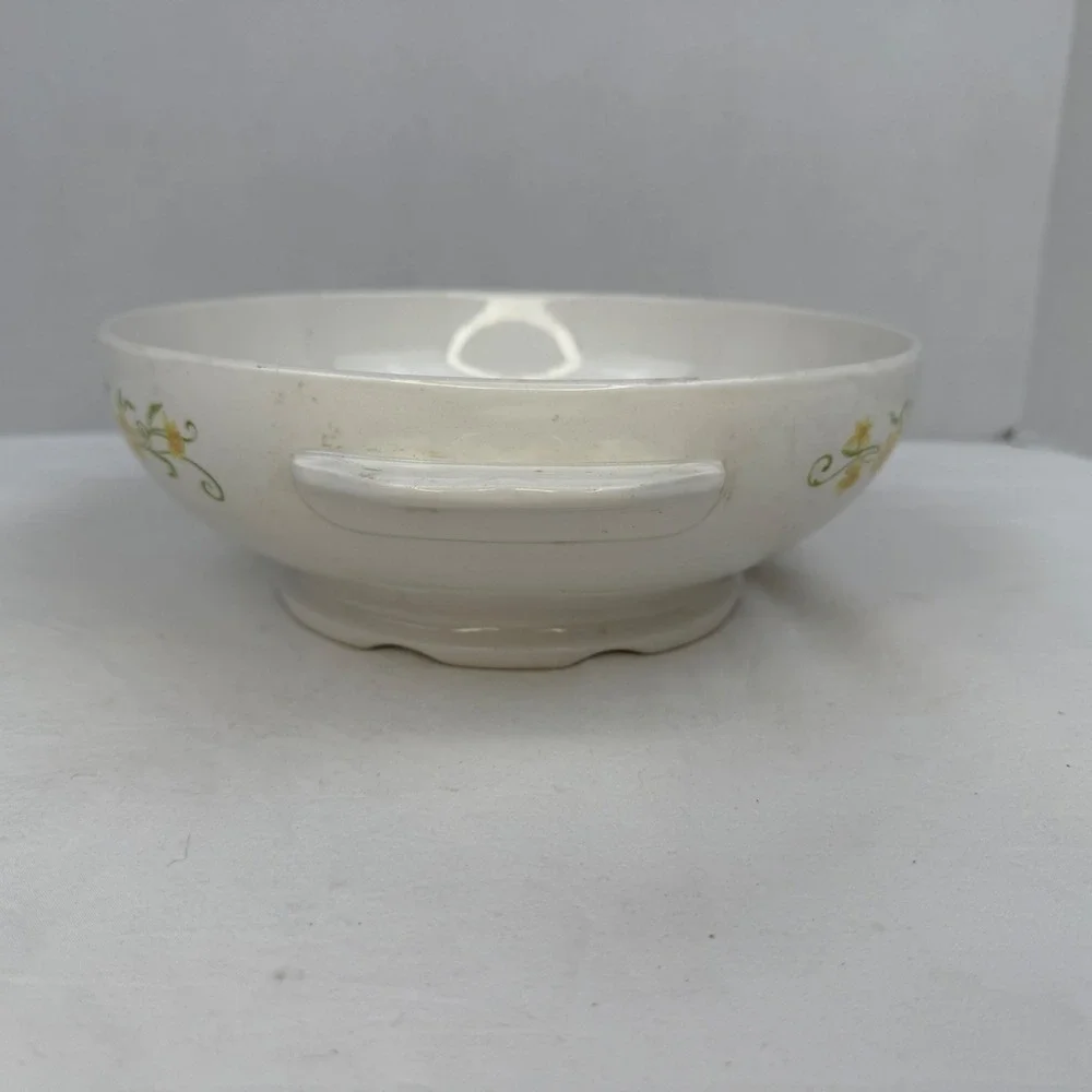 Nikko‎ Ironstone Vintage Yellow Daffodil Floral Serving Bowl with Handles Japan